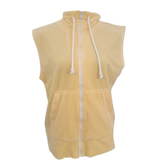 Vintage‎ Y2K Claudia B. Velour Yellow Hoodie Zip-Up Vest Streetwear Medium USA - Picture 1 of 8